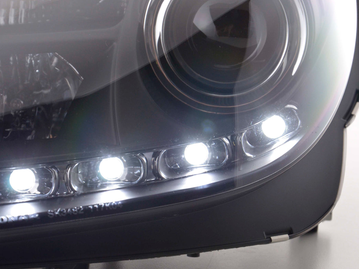 Scheinwerfer Set Daylight LED Tagfahrlicht Mercedes SLK R171 schwarz Scheinwerfer Set Daylight LED Tagfahrlicht Mercedes SLK R171 schwarz